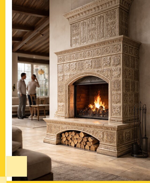 Купить изразцовый камин в Ачинске от 253250 р. | ЭриданЧнс