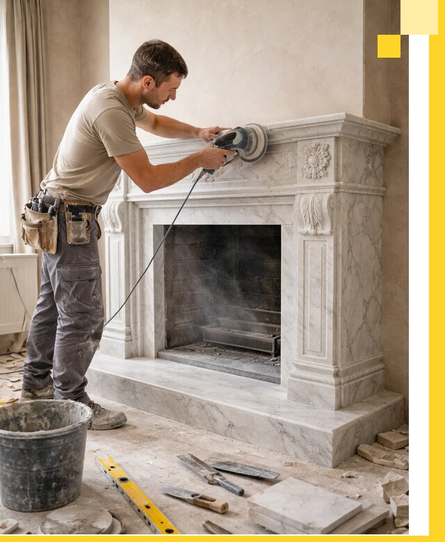 Изготовление и установка мраморных каминов в Ачинске под ключ