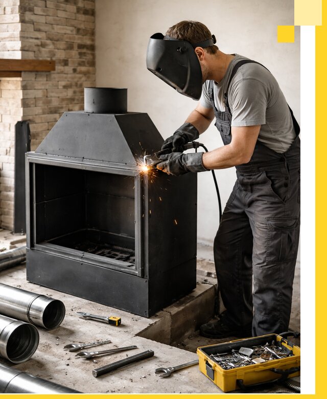 Продажа и установка металлических каминов в Ачинске под ключ