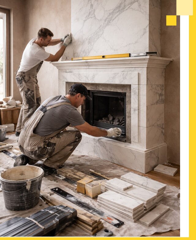 Отделка каминов в Ачинске качественные облицовочные работы