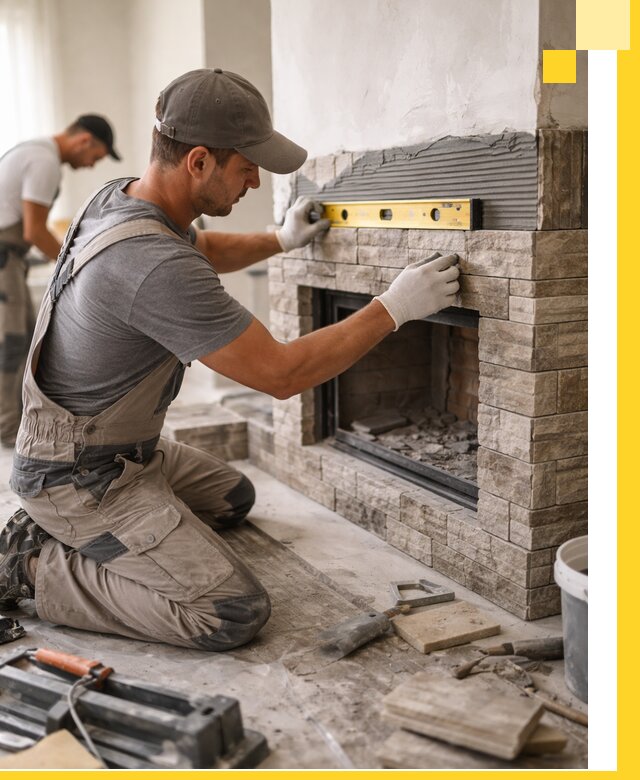 Облицовка каминов в Ачинске, монтаж и отделка натуральным камнем