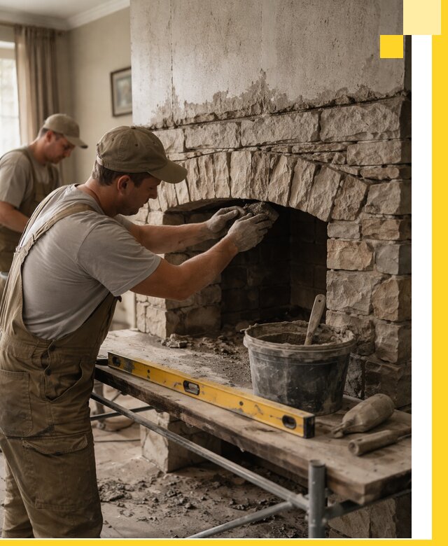 Изготовление каминов под ключ в Ачинске, монтаж и отделка