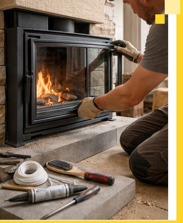 Производство, монтаж и доставка каминов со стеклом в Ачинске