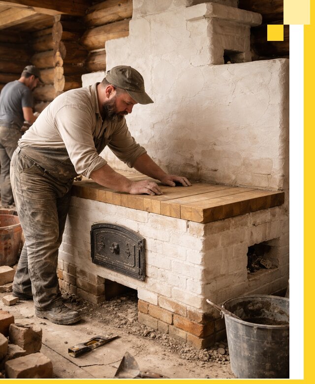 Проектирование и установка русской печи с лежанкой в Ачинске