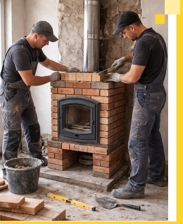 Монтаж печи камина под ключ в Ачинске с гарантией и пусконаладкой