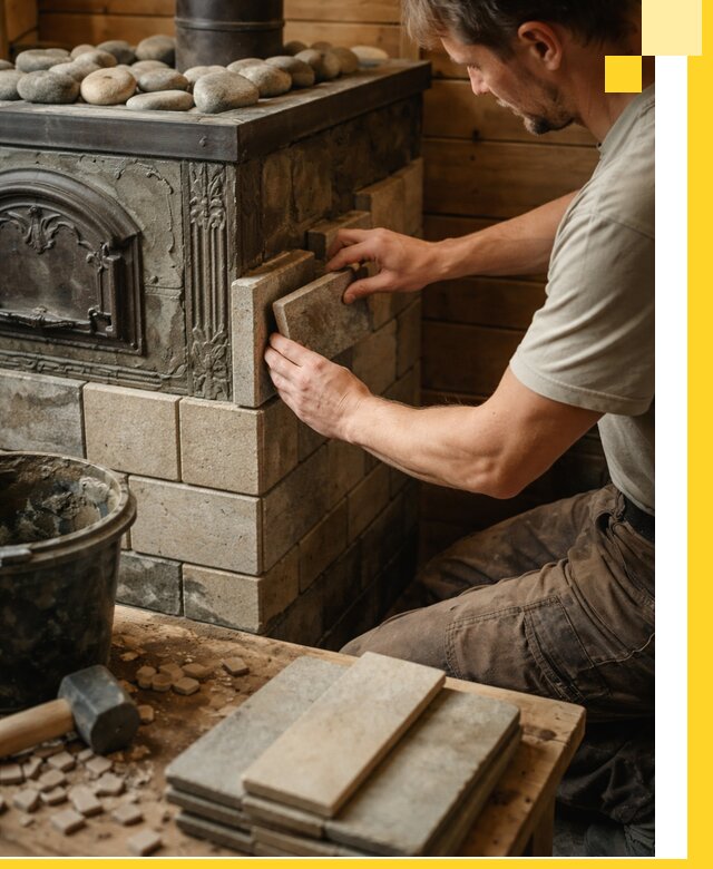 Облицовка банных печей в Ачинске профессиональная отделка