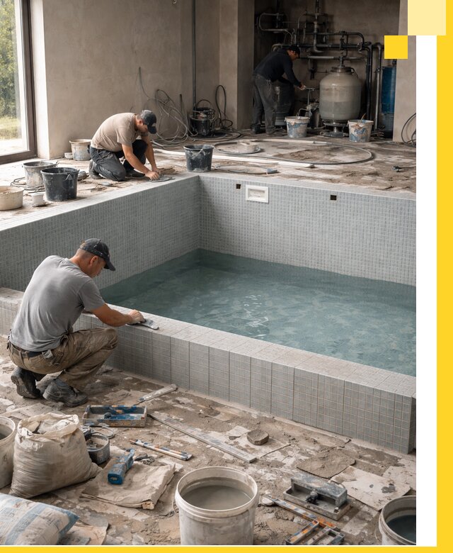 Строительство и монтаж бассейнов в помещении в Ачинске