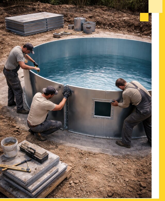 Круглые бассейны под ключ в Ачинске проектирование и монтаж