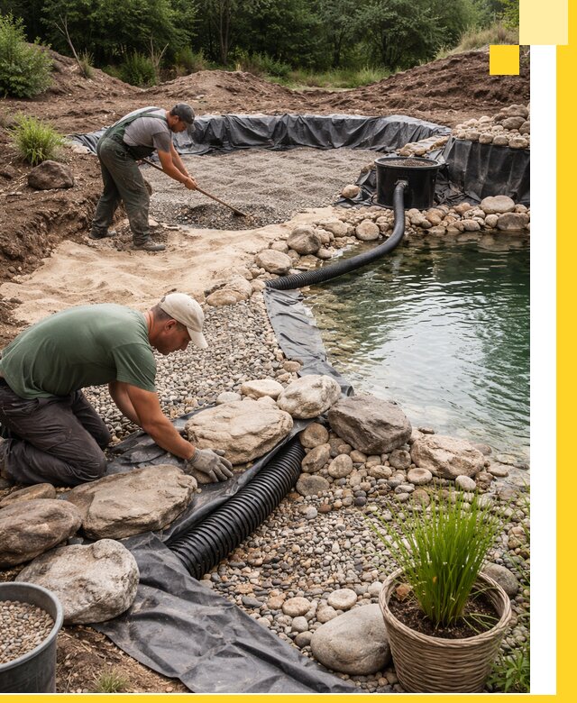 Строительство природных бассейнов и озер в Ачинске под ключ