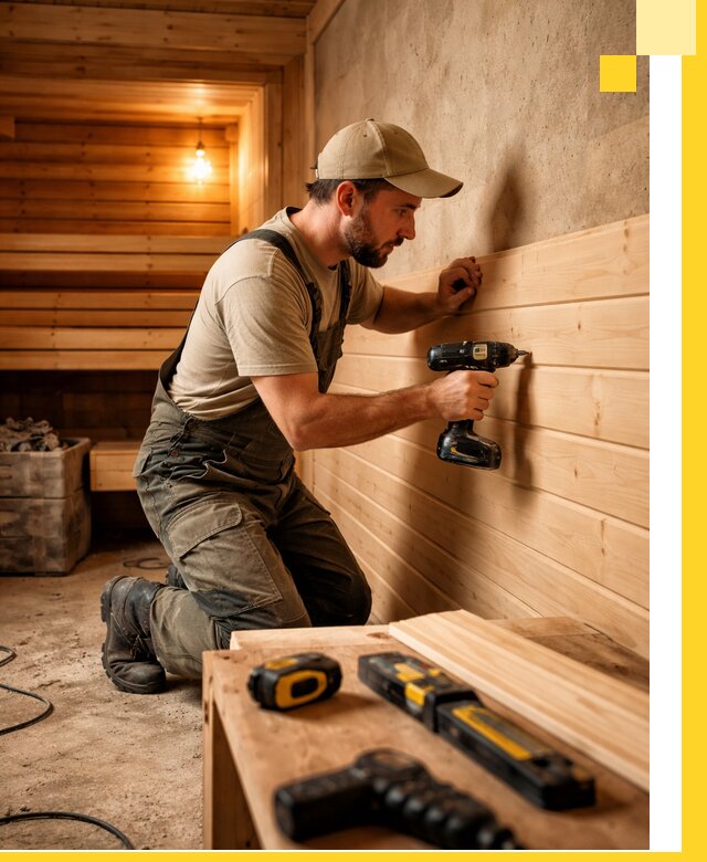 Профессиональная внутренняя отделка бани в Ачинске под ключ