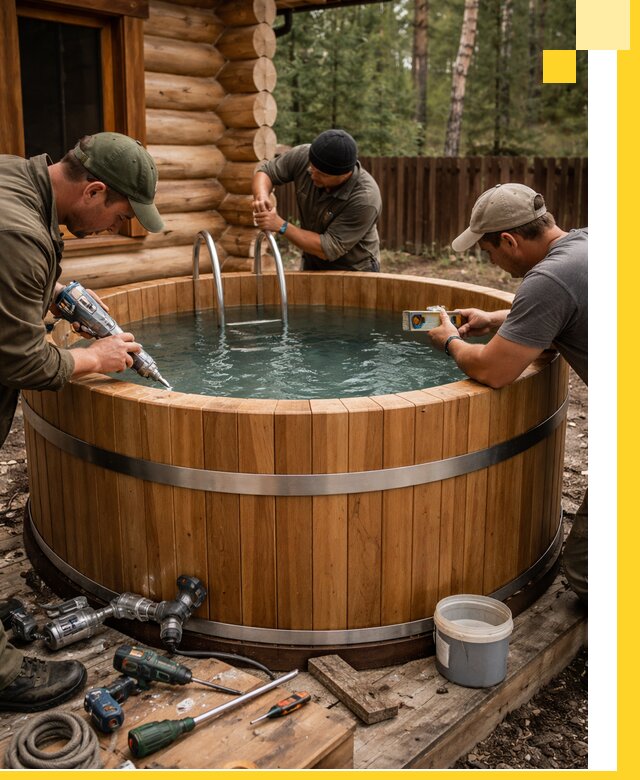 Строительство бань с купелью под ключ и отделкой в Ачинске