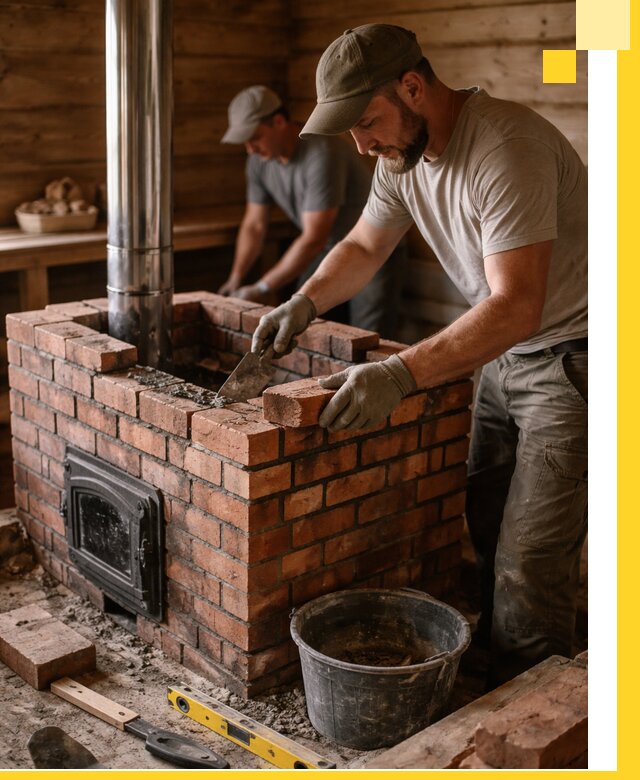 Кирпичные печи для бани под ключ в Ачинске, проект и монтаж