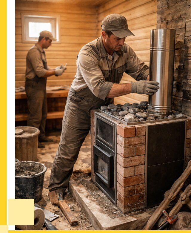 Монтаж печи в бане под ключ в Ачинске от 20260 р. | ЭриданЧнс