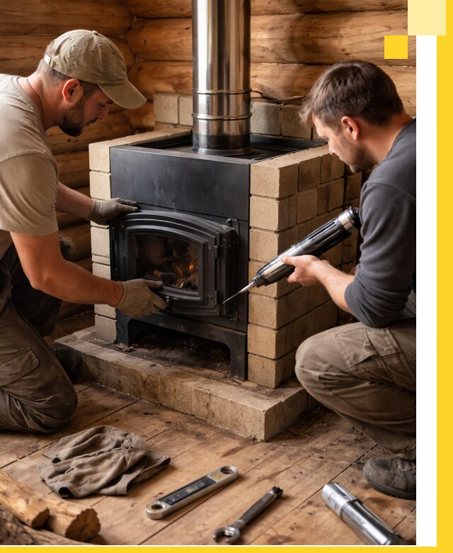 Монтаж и установка печи в бане под ключ с гарантией в Ачинске