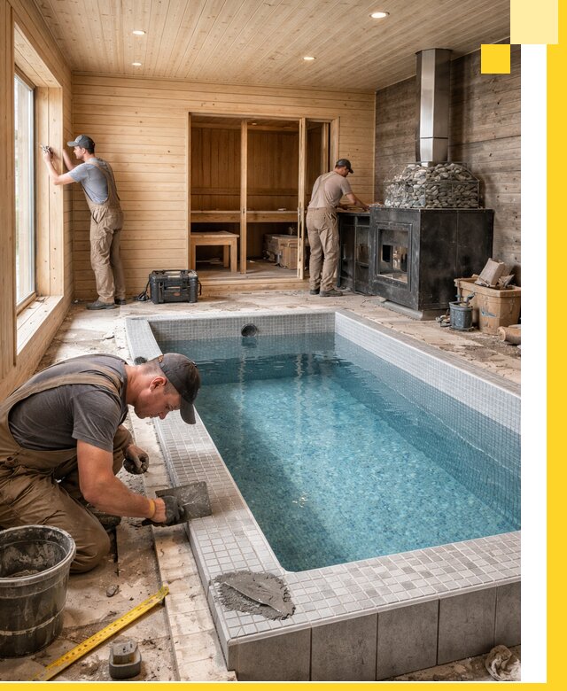 Проект бани с бассейном и сауной в Ачинске под ключ