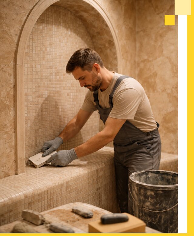 Профессиональная отделка хамамов с мозаикой под ключ в Ачинске