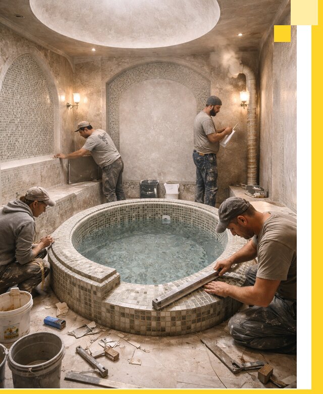 Профессиональное строительство хамама с бассейном в Ачинске под ключ