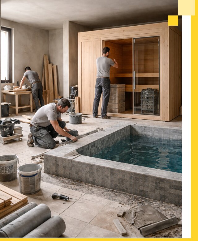 SPA зоны под ключ с бассейном сауной и печью в Ачинске